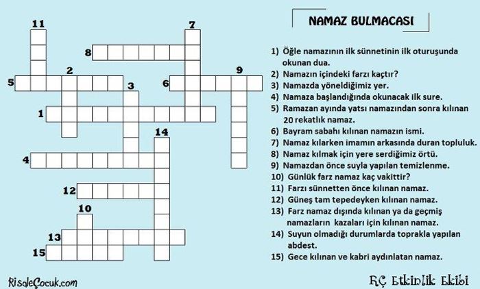 5 vakit namaz ile ilgili hazır bulmaca