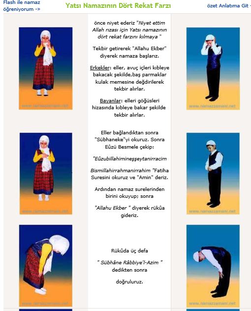 Yatsı namazı nasıl kılınır resimli anlatım