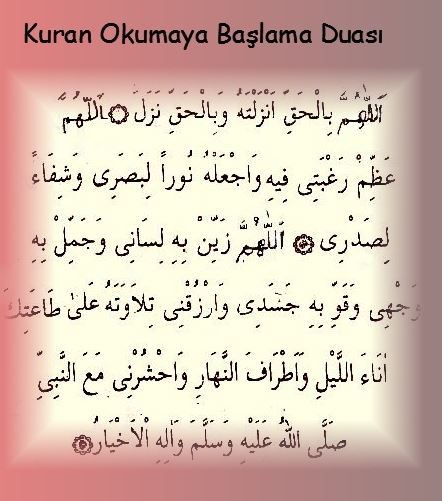 Kur’an-ı Kerim Okumaya Başlamadan Önce Okunacak Dua