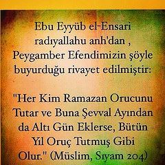 Şevval orucu ile ilgili hadisler