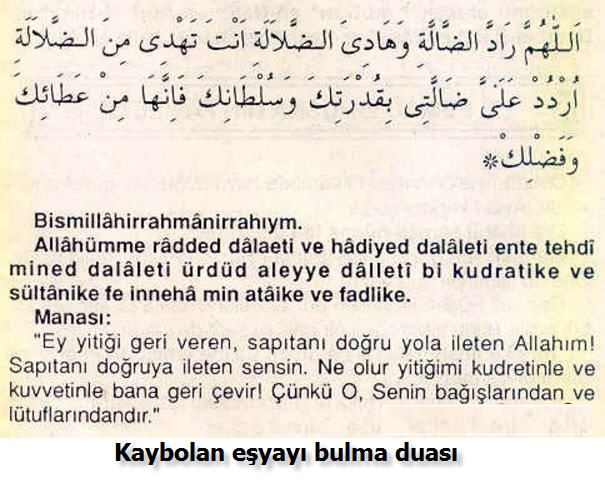Kaybolan eşyayı bulma duası