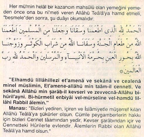 Ezberlemek için yemek duası