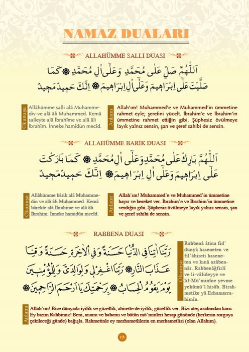 Namaz dualarının yazılı olduğu kağıtlar