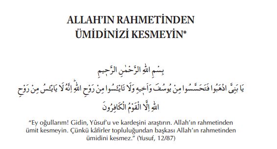 Allah’ın rahmetinden ümit kesmeyin (hadis)