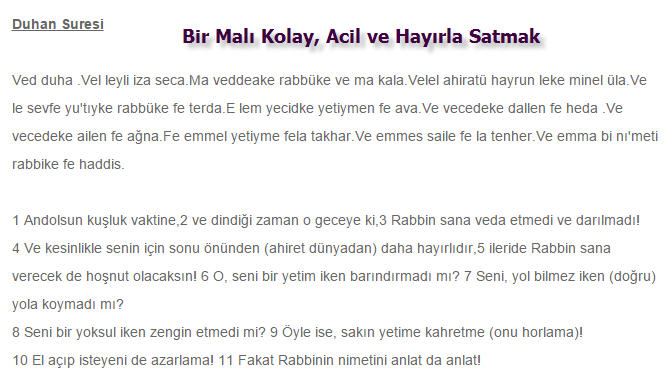 Bir şeyin satılması için okunacak dua