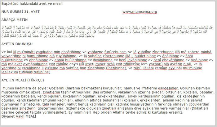 Başörtüsü ayeti
