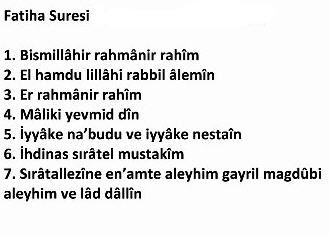 Fatiha süresi arapça türkçe yazılışı ve okunuşu