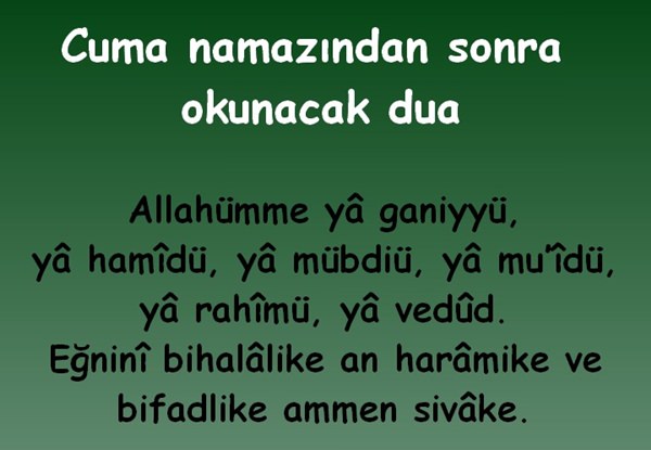 Cuma Günü Okunan Dua Arapça Okunuşu ve Türkçe Anlamı