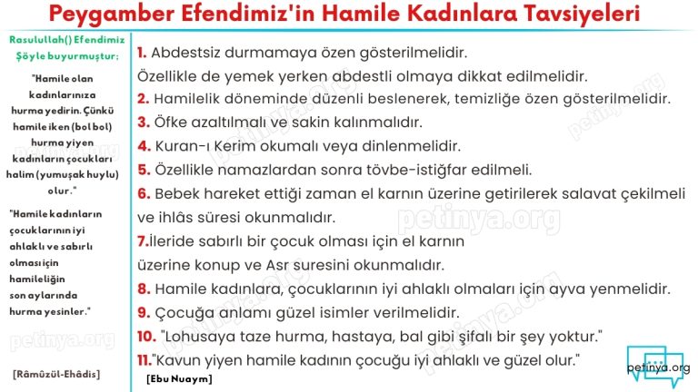 peygamber efendimiz'in hamile kadınlara tavsiyeleri